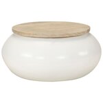 vidaXL Table basse blanc 51x51x27 cm bois de manguier massif