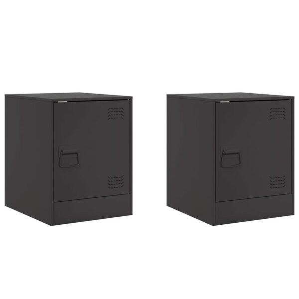 vidaXL Tables de chevet 2 Pièces noir 34 5x39x44 cm acier