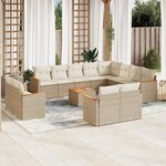 vidaXL Salon de jardin avec coussins 13 Pièces beige résine tressée