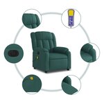 vidaXL Fauteuil de massage inclinable électrique Vert foncé Tissu