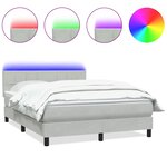 vidaXL Sommier à lattes de lit et matelas et LED gris clair 160x220cm velours