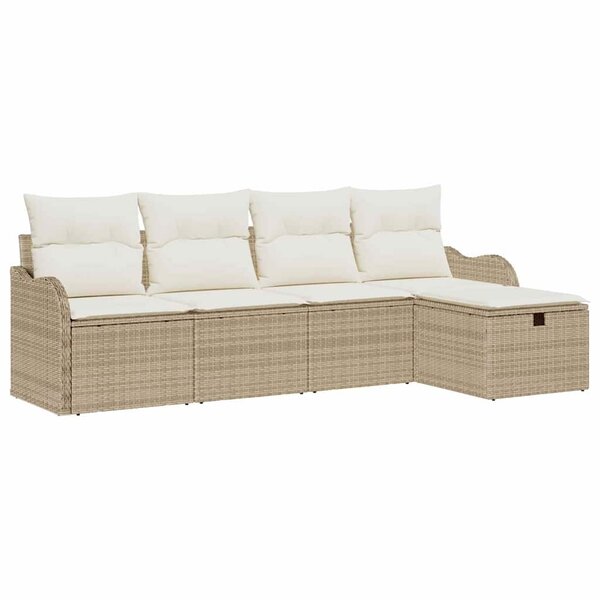 vidaXL Ensemble de canapé de jardin avec coussin 5 Pièces beige et crème