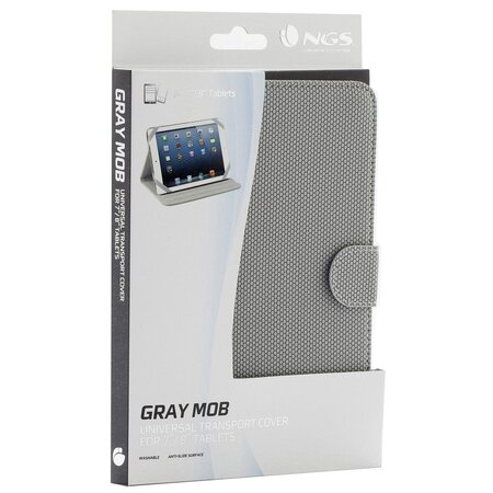 Étui de protection universelle à rabat ngs mob pour tablettes 8"max (gris)
