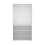 Flexa SAGA Armoire 2 portes a facades rainurees Blanche Boutons en chene