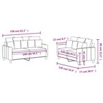 vidaXL Ensemble de canapés 2 Pièces avec coussins Noir Tissu
