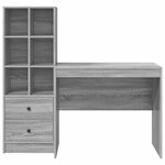 vidaXL Bureau avec tiroir avec étagère avec stockage 2 Pièces Gris Sonoma