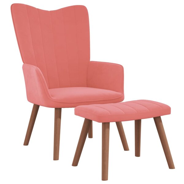 vidaXL Chaise de relaxation avec repose-pied Rose Velours