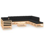 vidaXL Salon de jardin 11 Pièces avec coussins anthracite Pin massif