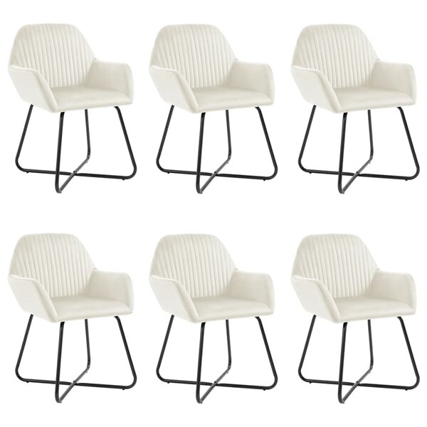 vidaXL Chaises à manger lot de 6 crème velours