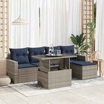 vidaXL Salon de jardin avec coussins 6 Pièces gris résine tressée acacia