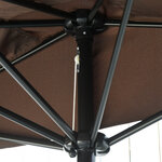 Demi parasol - parasol de balcon 5 entretoises métal dim. 2 3L x 1 3l x 2 49H m polyester haute densité chocolat