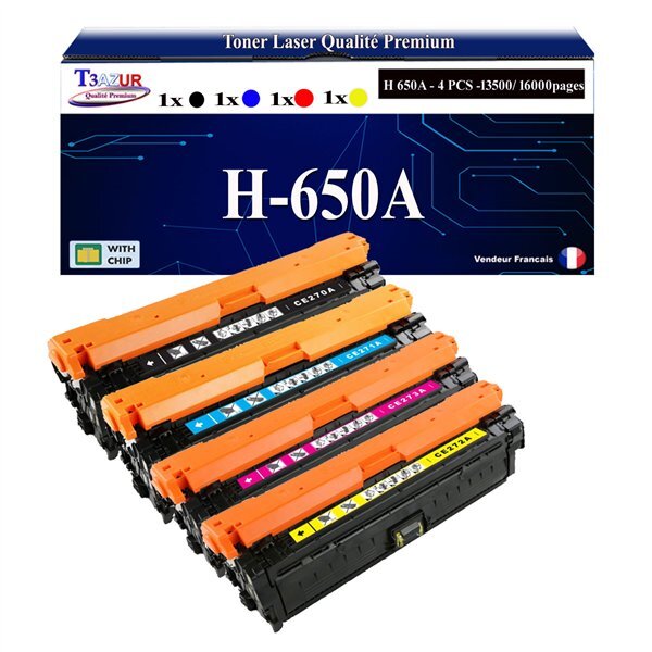 T3AZUR - 4x Toners compatibles avec HP 650A compatible avec HP Color LaserJet Enterprise M750dn  M750n  M750xh