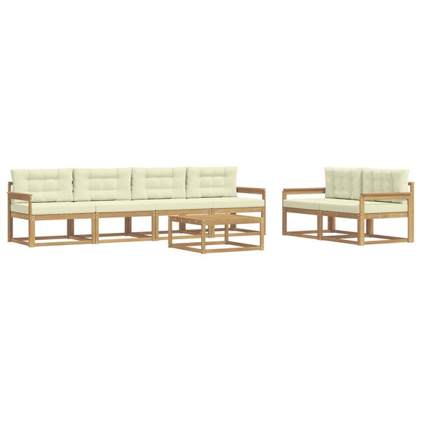 vidaXL Ensemble de canapés d'extérieur 6 pc Blanc et crème