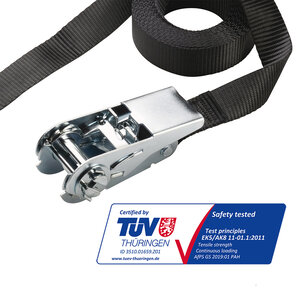 3223EURDAT Sangle à Cliquet Certifiée Noir 2 5m x 25mm Sangle