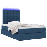 vidaXL Lit de rangement LED avec matelas Bleu 120 x 190 cm Tissu
