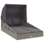 vidaXL Transat avec toit pliable gris 200x114x128 cm résine tressée