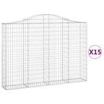 vidaXL Paniers à gabions arqués 15 Pièces 200x30x140/160 cm Fer galvanisé