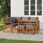 vidaXL Ensemble à manger de jardin 6 Pièces avec coussins Bois d'acacia