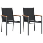 vidaXL Ensemble à manger de jardin 3 Pièces noir textilène et acier