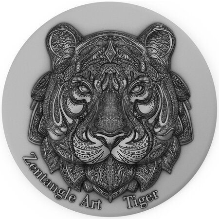 TIGER Zentangle Art 2 Once Argent Coin 5 Dollars Niue 2021