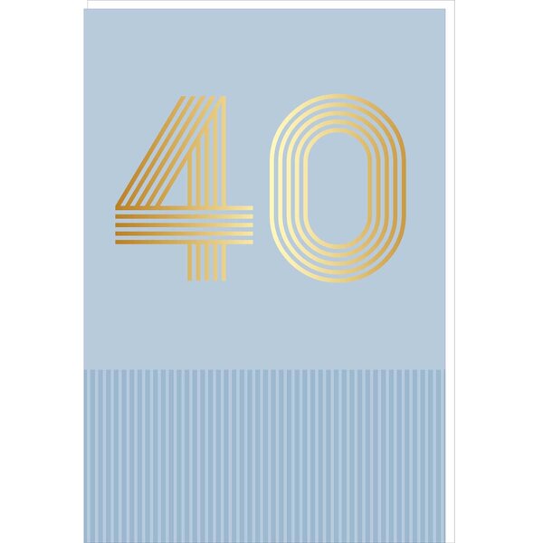 Carte D'anniversaire 40 Ans En Or - Bleu Clair - A Message - Pour Homme Et Femme - 11 5 X 17 Cm - Draeger paris
