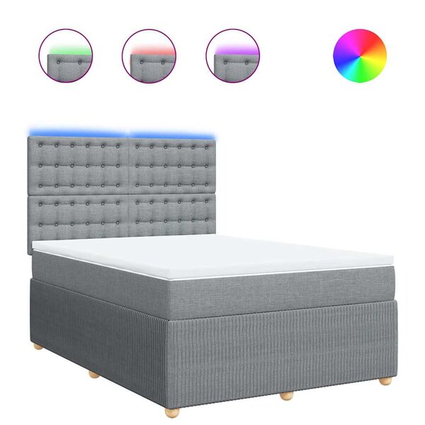 vidaXL Sommier à lattes de lit avec matelas Gris clair 160x200cm Tissu