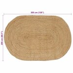 vidaXL Tapis de surface ovale Naturel 205 x 305 cm Jute