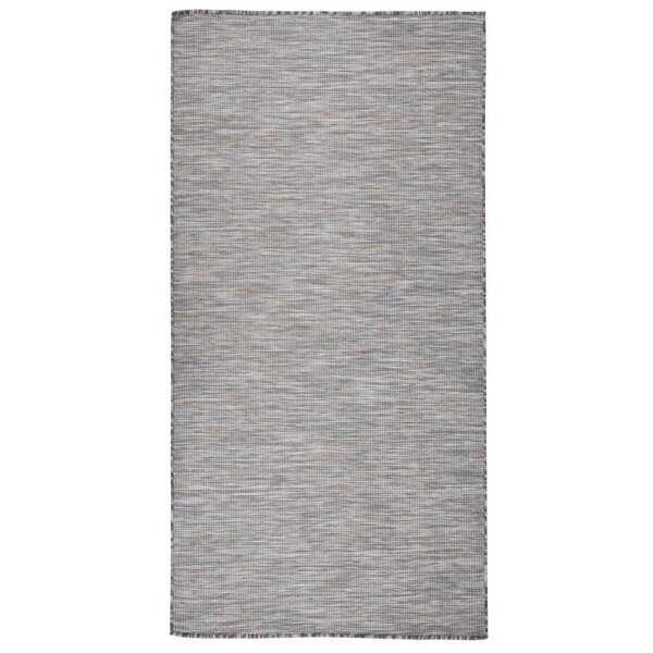 vidaXL Tapis à tissage plat d'extérieur 100x200 cm Marron et bleu