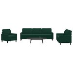 vidaXL Ensemble de canapés 4 Pièces avec coussins Vert foncé Velours