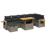 vidaXL Salon de jardin 8 Pièces avec coussins gris résine tressée