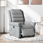 vidaXL Fauteuil de massage inclinable électrique gris clair tissu