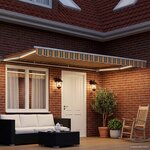 vidaXL Cadre de store manuel avec LEDs Vert Jaune Blanc 4 × 3 m