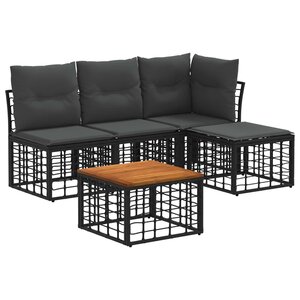 vidaXL Ensemble de canapés d'extérieur 5 pc Noir et Gris foncé