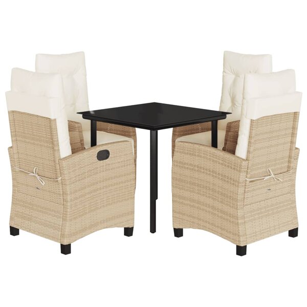 vidaXL Ensemble à manger de jardin avec coussins 5Pièces Beige poly rotin