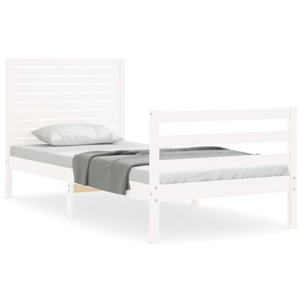 vidaXL Cadre de lit sans matelas blanc bois massif
