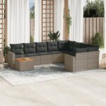 vidaXL Salon de jardin avec coussins 10 Pièces gris résine tressée