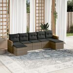 vidaXL Salon de jardin avec coussins 7 Pièces gris résine tressée