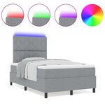 vidaXL Lit à ressort avec matelas et lumière LED grise  120 x 200 cm  tissu.