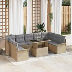 vidaXL Ensemble de canapé de jardin 10 Pièces Beige Poly rotin