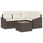 vidaXL Ensemble de Canapés avec coussin 5 Pièces Marron polyrotin