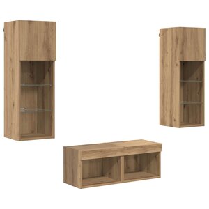 vidaXL Meubles TV muraux 4 Pièces Chêne noir Bois d'ingénierie