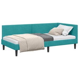 vidaXL Cadre de lit d'angle Turquoise 80 x 200 cm Velours