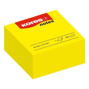 Bloc Cube 400 Notes Repositionnables 75 x 75 mm Jaune KORES