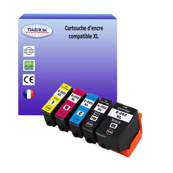 5 cartouches compatibles avec  epson 202 xl pour epson expression premium xp-6000  xp-6005