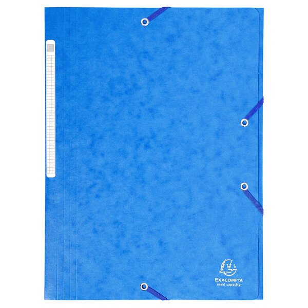 Chemise À Élastiques Maxi Capacity Carte Lustrée 425gm2 - A4 - Bleu - X 25 - Exacompta