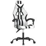 vidaXL Chaise de jeu pivotante Blanc et noir Similicuir