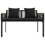vidaXL Banc extérieur avec coussin Noir 117 x 54 x 74.5 cm polyrotin
