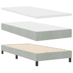Lit à ressort avec matelas vidaXL Gris clair 90x190 cm Velours