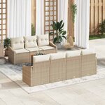 vidaXL Ensemble de canapé de jardin 8 Pièces Beige  blanc
