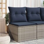 vidaXL Canapé de jardin sans accoudoirs coussins gris résine tressée